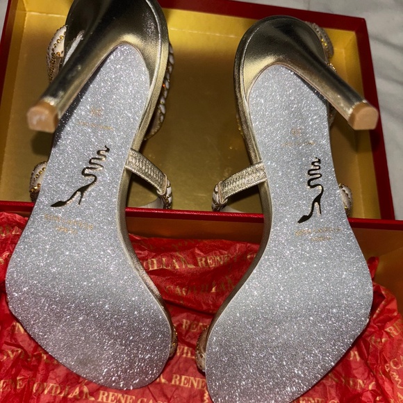 Rene Caovilla gold cleo heels - Picture 6 of 7